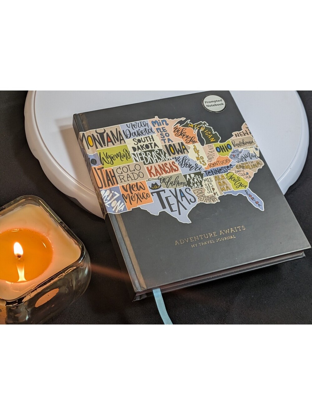 Adventure Awaits My Travel Journal USA Map Prompted Hardcover Notebook